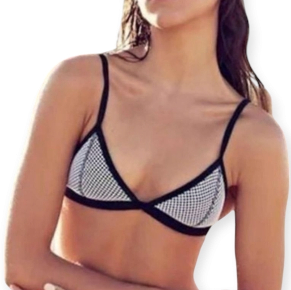 Triangl Swimwear Mesh Overlay Neoprene Triangle Bikini Top Size XS *Top Only*
